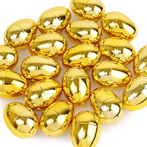 36 Pack 2.4 Inch Golden Easter Eggs, Metallic Plastic Empty Gold Eggs Bulk for Easter Egg Hunt, Easter Basket Stuffers Fillers, Filling Treats and Party Favors
