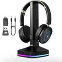 Earbay Wireless Headset with Mic for Work, AI ENC Noise Cancelling for MeetingMute, Wireless Headphones RGB Charge for Remote/Office, Bluetooth 6.0 2.4G Dongle Headset for PC, Phone, Teams, Zoom