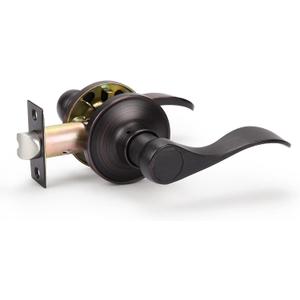 KNOBWELL 1 Pack Oil Rubbed Bronze Closet Door Handles Door Levers, Classic Passage Door Levers for Hall and Closet Keyless, Used for Closet Black/White Wooden Door