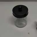 Amolliar 4 Pack Apothecary Jars Bathroom Vanity Storage Organizer Set -Countertop Canister with Stainless Steel Lids &Cute Stickers - Qtip Dispenser Holder for Qtips,Cotton Swabs,Makeup Sponges(Black)