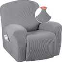 H.VERSAILTEX Super Stretch Recliner Cover Recliner Couch Covers Recliner Chair Cover Form Fitted Non Slip Reclining Slipcovers for Standard Large Recliner, Soft Thick (1 Pack, Dove)