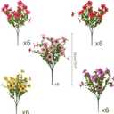 30 Bundles Fake Flowers for Outdoor Spring Summer Decoration Colorful Daisy Eucalyptus Realistic Artificial Plastic Plants for Home Planter Porch Window Box Yard