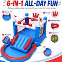6-in-1 Inflatable Bounce House with Water Slide and Pool for Kids, Lager