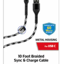 ZGear 10 Foot Braided Sync & Charge Cable - White/Black