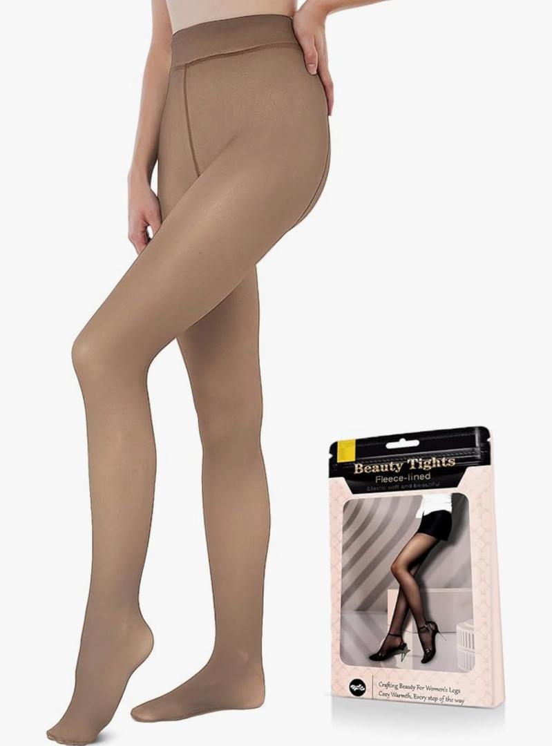 Fleece Lined Tights Sheer Women - Fake Translucent Warm Pantyhose Leggings Sheer Thick Tights for Winter L