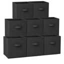 Criusia Storage Cubes - 11 Inch Heavy Duty Fabric Storage Bins for Shelves Closet, Cube Organizer - 8 Pack Collapsible Cube Storage Bins Baskets for Organizing Clothes Blankets Toys (Black)