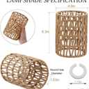 Rattan Lamp Shade, 4-Pack Retro Small Wicker Lamp Shade Replacement, Boho Woven Pendant Light Lampshade Cover for Chandelier,Lamp Holder,Ceiling Light,Pendant Light,Floor Lamps, 4.9 inches x 6.3 inches