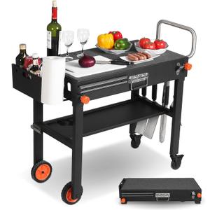 Outdoor Grill Cart - Foldable Grill Table, Blackstone Griddle Stand for 17"/22" Griddle, Portable Ninja Grill Stand with Large Space, Pizza Oven Stand, for Tailgating, Camping, RV (31"x20")