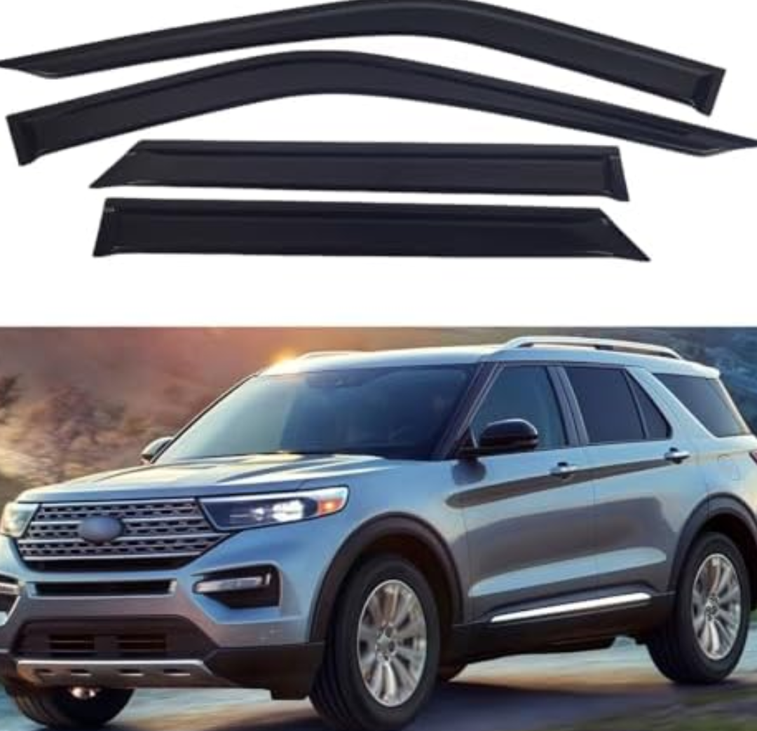 AceRide Window Visors for 2020-2024 Ford Explorer，Rain Guards Sun Shields Window Deflector，Tape-On Style，4PCS Pack of 2