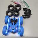 Remote Control Car, Rc Cars Stunt Kids Toys New Upgraded Strip Lights and Headlights Double-Sided 360 Rotating 4WD Drift Truck for Boys Girls Birthday Gift (Blue)