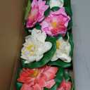 QUOZUO 10PCS 3 Sizes Artificial Foam Lotus Floating Flowers with Water Lily Pad Ornaments for Home Garden Pond Decor Pools Water Decorations, Pink and White