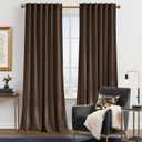 NICETOWN Brown Velvet Room Darkening Curtains, Home Decor Light Blocking Thermal Insulated Drapes for Theater and Movie Room (Set of 2, 120 inches Long)