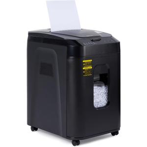Amazon Basics 150-Sheet Autofeed Micro-Cut Paper and Credit Card Shredder, High Security Level P-4 with 8.5-Gallon Bin, 60-Minute Continuous Run Time, Black