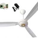 48 Inch AC 110V/DC 12V ceiling fan Dual voltage Ceiling Fan with Remote Control, Solar Charger Compatibility - Energy-Efficient, Quiet Operation, Modern Design for Indoor/Outdoor ceiling fan Use