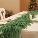 9FT Artificial Christmas Norfolk Pine Garlands,Real Touch Thickness Realistic Green Greenery Evergreen Cedar Garland,Winter Garland for Mantel, Fireplace,Stair Holiday Party Indoor Outdoor Decorations