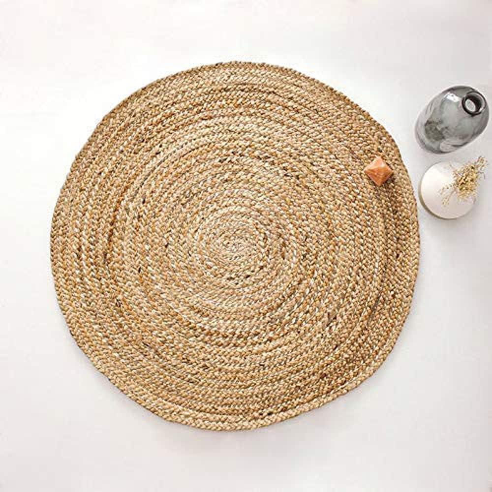 100% Hand Woven Jute Area Rug Natural Color MC177 (3'SQ, Natural)