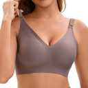 Womens Deep V Bras Wireless Comfortable Bra Supportive No Underwire Bras Tshirt Push Up Bralettes Plunge Seamless Bra (S)