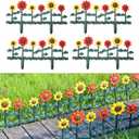 Sungmor Plastic Edgings Garden Picket Fence - Grass Lawn Flowerbeds Plant Borders - Decorative Sunflower Landscape Path Panels - Pack of 4 (Overall Length 98 Inches) - Lightweight & Easy Installation