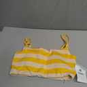 Aoysky Womens Striped Square Neck Sports Bras Spaghetti Straps Ribbed Padded Low Impact Yoga Workout Camisole Yellow, M