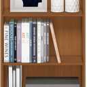 Furinno BASIC Book Shelf, 3-Tier Modern Bookshelf, Bookcase with Open Shelves, 9.3" x 21.8" x 39.5", for Living Room, Bedroom, Home Office, Light Cherry