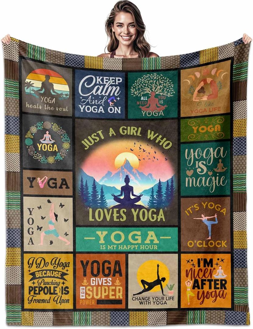 IWADNYI Yoga Gifts for Women, Gifts for Yoga Instructor Teacher, Yoga' Blanket 60"X50", Ideal Gifts for Yoga' Lover, Pilates Lover's Gift for Women, Yoga's Lover Blanket