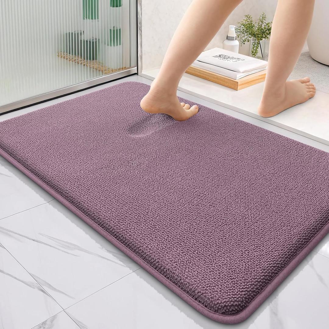 OLANLY Thick Memory Foam Bath Mat Rug 36x24, Extra Soft Absorbent Bathroom Rug, Quick Dry Bath Mats, Non-Slip, Machine Washable Carpet for Bathroom, Tub and Shower, Home Decor Accessories, Deep Plum