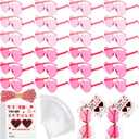 Geiserailie 24 Pcs Valentines Day Gifts Valentines Day Heart Glasses with Cards for Greeting Gifts Exchange Favors