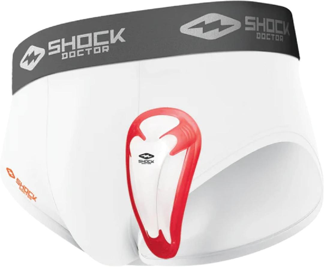 Shock Doctor Boy's Core Brief with BioFlex Athletic Cup, Moisture Wicking Vented Protection, Youth Sizes (Medium, White)