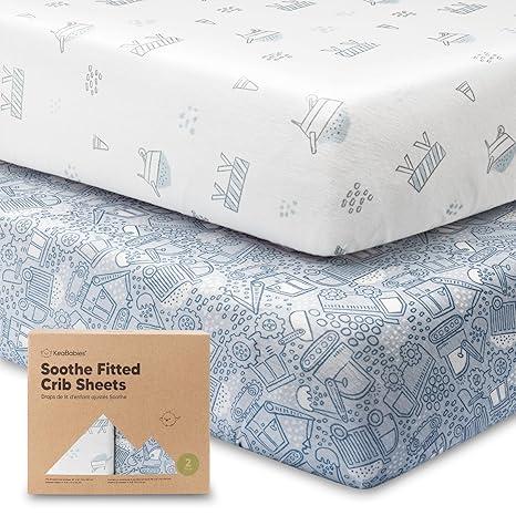 KeaBabies 2Pack Organic Crib Sheets for Boys, Girls 52x28 Fitted Crib Mattress Sheet Neutral, Breathable Jersey Cotton Cover for Baby Bed, Toddler Mattress, Soft & Cute Prints (
Excavation
)