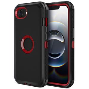 Jiunai for iPhone 16e Case, for iPhone 17e Case Heavy Duty Shockproof Rugged Screenless, Dual Layer Dust Proof Protective, Cell Phone Cover for iPhone 16 e / 17 e 6.1'' Men Women Teen Black Red