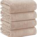 Orighty Microfiber Bath Towels Pack of 4(27'' x 54'') - Soft Feel, Highly Absorbent, Quick Drying for Body, Sport, Yoga, SPA, Fitness - Brown