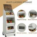 ARTETHYS Potato and Onion Storage Bin on Wheels, White | Ventilation Mesh Drawers, Produce Organizer with Grocery Section, Vegetable & fruit Container Cabinet for Kitchen, Pantry