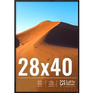 LaVie Home 28x40 Picture Frame for Wall Display, 28x40 Black Picture Frame with HD Plexiglass, 28 x 40 Poster Frame 1 Pack, Display Frame for Vertical or Horizontal, Classic Collection