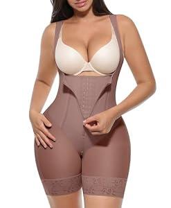 SHAPELLX Full Body Shapewear for Women Tummy Control Fajas Colombianas Butt Lifting Invisible Bodyshaper (Mauve Brown Medium)