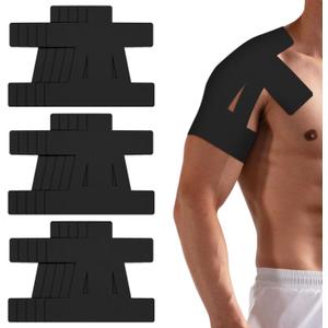 15 Pcs Precut Kinesiology Tape for ShoulderShoulder Tape for Shoulder Pain Relief Pre CutWaterproof, Breathable, Hypoallergenic Athletic Tape for Support and Protection(Black)