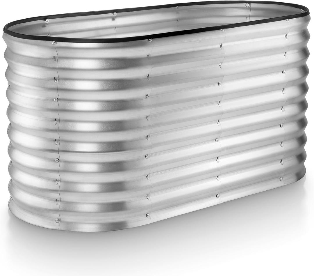 Galvanized Raised Garden Beds Outdoor // 422 ft Planter Raised Beds for Gardening, Vegetables, Flowers // Large Metal Garden Box (Silver) // Patented Tool-Free Design