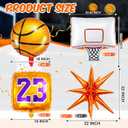 Soulchen 12 Pcs Basketball Birthday Party Balloons Decorations 6 Pcs Basketball Aluminum Foil Balloon 2 Hoop Foil 2#23 Jersey 2 Exploding Star for Birthday Party Sports Themed Decorations
