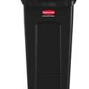 Rubbermaid Commercial Products Slim Jim Plastic Rectangular Trash/Garbage Can/Bin with Venting Channels, 16 GAL, Black, for Kitchens/Classrooms/Offices/Back of House