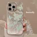 Mint Green Butterfly Case for iPhone 16 Plus with Lace Charm Shockproof Silicone Cover Anti-Scratch Elegant Phone Case & Detachable Lace Accessory for iPhone 16 Plus