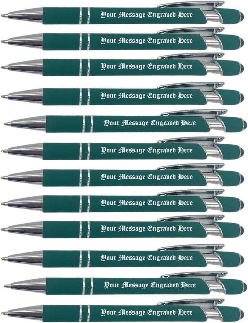 GIFTS INFINITY Personalized Metal Ball Point Pen Stylus Engraving Set of 12 (Green)