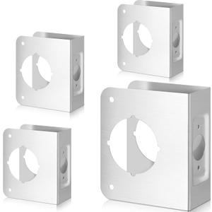 Lock and Door Reinforcement Plate 1-3/4-Inch Thick by 2-3/8-Inch Backset 2-1/8-Inch Bore Doors Reinforce Repair Stainless Steel Home Security Plate Add Security to Your Home(4 Pcs)