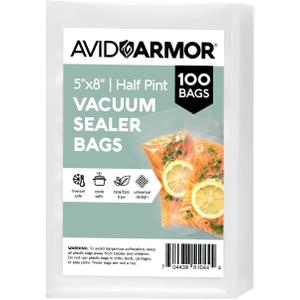 Avid Armor Small Pint Size Vacuum Sealer Bags, Vac Seal Bags for Food Storage, Meal Saver Freezer Vacuum Sealer Bags, Sous Vide Bags Vacuum Sealer, Non-BPA, 5 x 8 inches, Pack of 100
