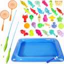 Fishing Toys for Kids 3-5,Magnetic Fishing Pool Toys Game for Kids - Water Table Bathtub Kiddie Party Toy with Pole Rod Net Plastic Floating Fish Toddler Gifts.