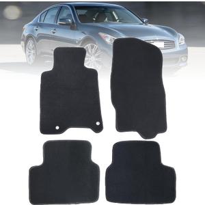 GXARTS Custom Fit Velour Carpet Floor Mats Compatible with Infiniti G37 G35 Sedan 2007-2013, Black Plush Car Floor Liners Front & Rear Full Set 4PCS, with Retaining Clips