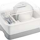 Lyellfe Plastic Dish Drying Rack, Bottle Dryer Holder with Cover Lid and Removable Drainboard, White Utensil and Cup Holder for Kitchen Counter, Dish Dryer Shelf, Medium Size