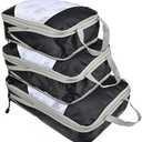 GIBZ Organiser Packing Cubes Mesh Stitching Portable Travel Storage Bag Three-piece Set Black
