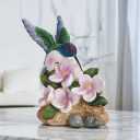 ICE Armor Hand Painted 5" H Hummingbirdon Purple Flowers Figurine Statue Sculpture Ornament Decoration Home/Room Decor Unique Gift Ideas for Housewarming Holidays Birthdays Great Collectible Addition