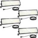 4 Pack Linkable LED Shop Light (Built-in Outlet) - 100W 15000LM Aluminum Plug in Garage Light w/ 9.84 ft Power Cord and On/Off Switch, 6000K Shop Lights for Garage, Workshop