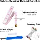 Black& White Bobbin Thread Set with Case - Prewound Class15 Bobbin for Singer/Brother/Janome/Embroidery Machines