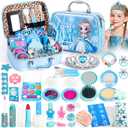 Kids Makeup Set for Girls Toys, 34Pcs Washable Princess Make Up Kit w/ Dress Up Accessories, Christmas Birthday Princess Gifts Toys for Girls Kids Toddlers Age 3 4 5 6 7 8 9 10 11 12
